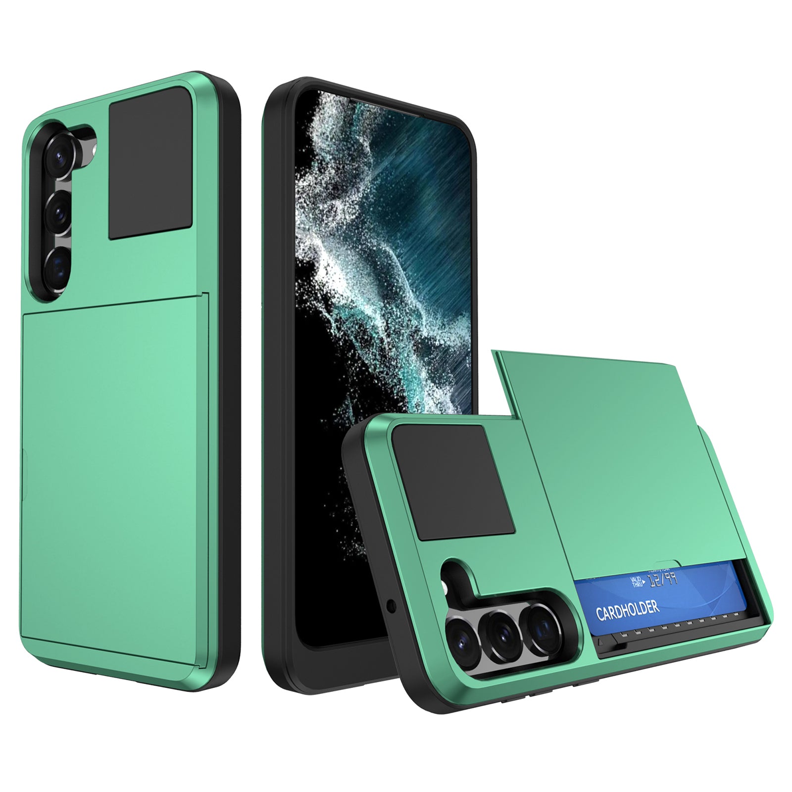 Sliding Card Slot Phone Cover for Samsung Galaxy S23 PC TPU Anti-scratch Hybrid Case Sliding Card Slot Phone Cover for Samsung Galaxy S23 PC TPU Anti-scratch Hybrid Case